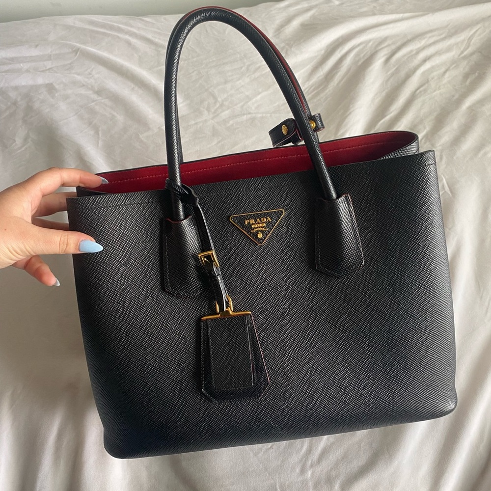 Prada Black and Red Tote Bag